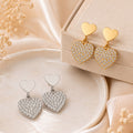 Crystal Heart Hoop Earrings in Gold and Silver Tone view 3