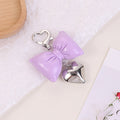 Faux Leather Bow Keychain with Heart-Shaped Lobster Clasp Charm view 10