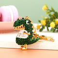 Jeweled Dinosaur Character Keychains in Green, Red and Yellow view 6