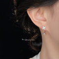 Silver Dual Wear Textured Flower Ball Ear Cuff Earrings view 3