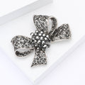 Dark Crystal Bow Brooch With Textured Ribbon Loops view 3