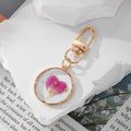 Gold Tone Geometric Pressed Flower Resin Clip Keychains view 9