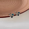 Silver Heart Crystal Ear Cuff Teal Black Zircon Accents view 4