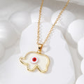 Gold Tone Elephant Evil Eye Pendant Necklace 7 Colors view 2