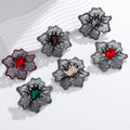 Black Flower Openwork Crystal Six Designs Metal Brooch Pin view 4