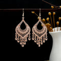 Silver Rose Gold and Gold Filigree Teardrop Hook Earrings view 7