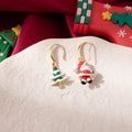 Mismatched Santa and Holiday Tree Hook Earrings in Two Finishes view 3