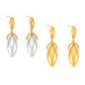 Geometric Leaf Drop Earrings Stainless Steel Gold Steel Tones view 5