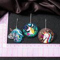 Silver Tone Glitter Unicorn Acrylic Long Hook Earrings in Three Designs view 5