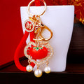 Jeweled Persimmon Keychains with Pearl Crystal Fortune and Loose Loops view 1