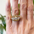 Gold Filigree Openwork Three Clear CZ Domed Band Ring view 3
