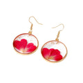 Gold Tone Round Pressed Flower Resin Hook and Stud Earrings in Eight Designs view 5