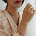 Gold Dual Layer O and S Chain Bracelet with CZ Drop view 4