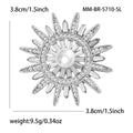 Silver Gold Pearl Center Sunburst Rhinestone Brooch view 5