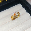 Gold Dual Flower Open Ring Colored Center Stone Six view 7