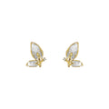 Gold Edged White Pearlescent Butterfly Wing Stud Earrings For Women view 5