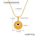 Gold Round Evil Eye Enamel Pendant Necklace Snake Chain view 7
