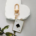 Gold Tone Enamel Heart and Spade Playing Card Clip Keychains view 4