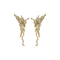 Abstract Liquid Butterfly Stud Earrings Crystal Wavy Tail view 5