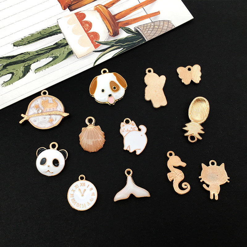 Enamel Zinc Alloy Bear Moon Charm Pendant for DIY Necklace Earrings Keychain Jewelry
