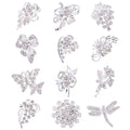 Silver Tone Crystal Floral Assortment Crystal Two Designs Metal Brooch Pin view 6