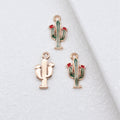 Green Enamel Cactus Charm with Red Flower in 1 Finish for Jewelry Making view 5
