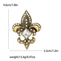 Crystal Fleur De Lis Brooch in Silver and Antique Gold view 7