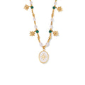 Gold Titanium Steel Star Enamel Pendant Pearl Malachite Necklace view 5