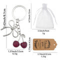 Cherry Charm Keychain Silver Ring Metal Bow Leaf Pair view 2