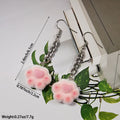 Flocked Cat Paw Chain Drop Earrings in Four Soft Colors view 4