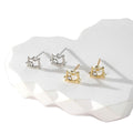 Cat Face Stud Earrings Clear Stone Gold Silver 2 Styles view 4