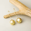 Silver Polished Sphere Ball Long Hook Drop Earrings view 4