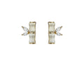 Gold Cat Eye Bamboo Segment Marquise Crystal Stud Earrings view 5