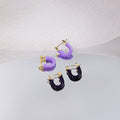 Enamel U Shape Huggie Hoop Earrings In Four Colors view 1
