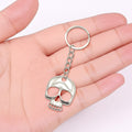 Silver Metal Skull Keychain Split Ring Short Chain view 3