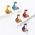 Crystal Tail Fox Enamel Brooch in Five Jewel Colors view 2