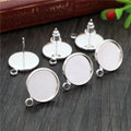 Round Bezel Earring Post Findings With Hanging Loop view 7