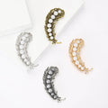 Pearl and Crystal Curved Feather Brooch in Gold Tone view 1