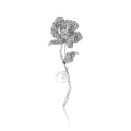 Crystal Rose Stem Brooch Pearl Accent Gold and Silver view 5