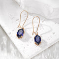 Hexagon Geometric Crystal Dangle Earrings Gold Hooks 5 Colors view 4