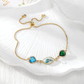 Gold Tone Pressed Flower Crystal Heart Slider Bracelets in Nine Designs view 8