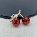 Metallic Cherry Charm Pendant Gold Tone Stem Six Colors view 2