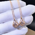 Gold Teardrop Open Pendant Necklace Dancing Clear Stone view 3