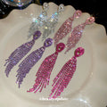Colorful Rhinestone Fringe Tassel Stud Earrings Fashion Jewelry view 3