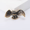 Antique Flying Owl Brooch Gold Silver Winged Bird Pin view 3