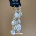 White Bead Floral Cascade Stud Earrings Decorative Jewelry Pair view 2