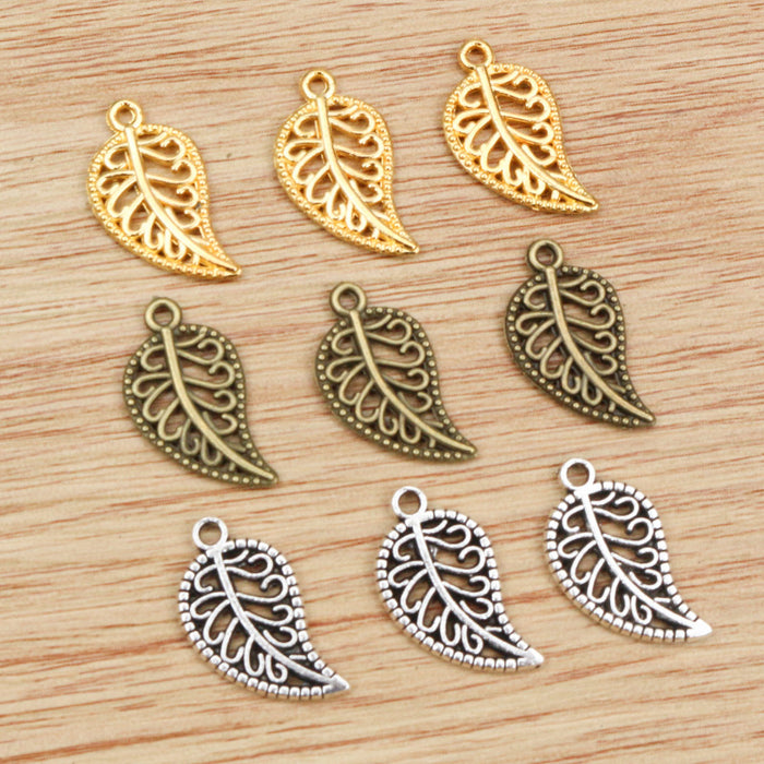 Openwork Leaf Charms in Antique Bronze and Silver Finishes