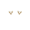 Gold-Tone Mini Deer Antler Open Branch Stud Earrings view 5