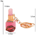Resin Lipstick Keychain Rhinestone Lips Metal Bag Charm view 4