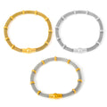Bamboo Mesh Magnetic Clasp Bracelet Gold Steel Two-Tone view 5
